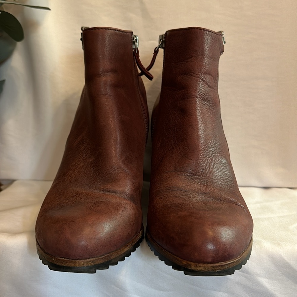 Anthropologie | Biala | distressed | burgundy brown | wedge | 39M/8 | booties - Picture 10 of 16